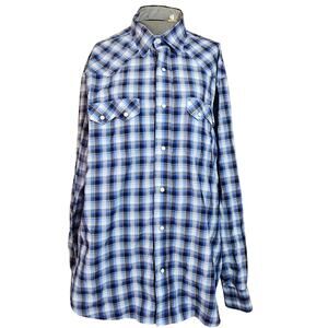 Snap Front Cotton Blend Collard Shirt Size XL